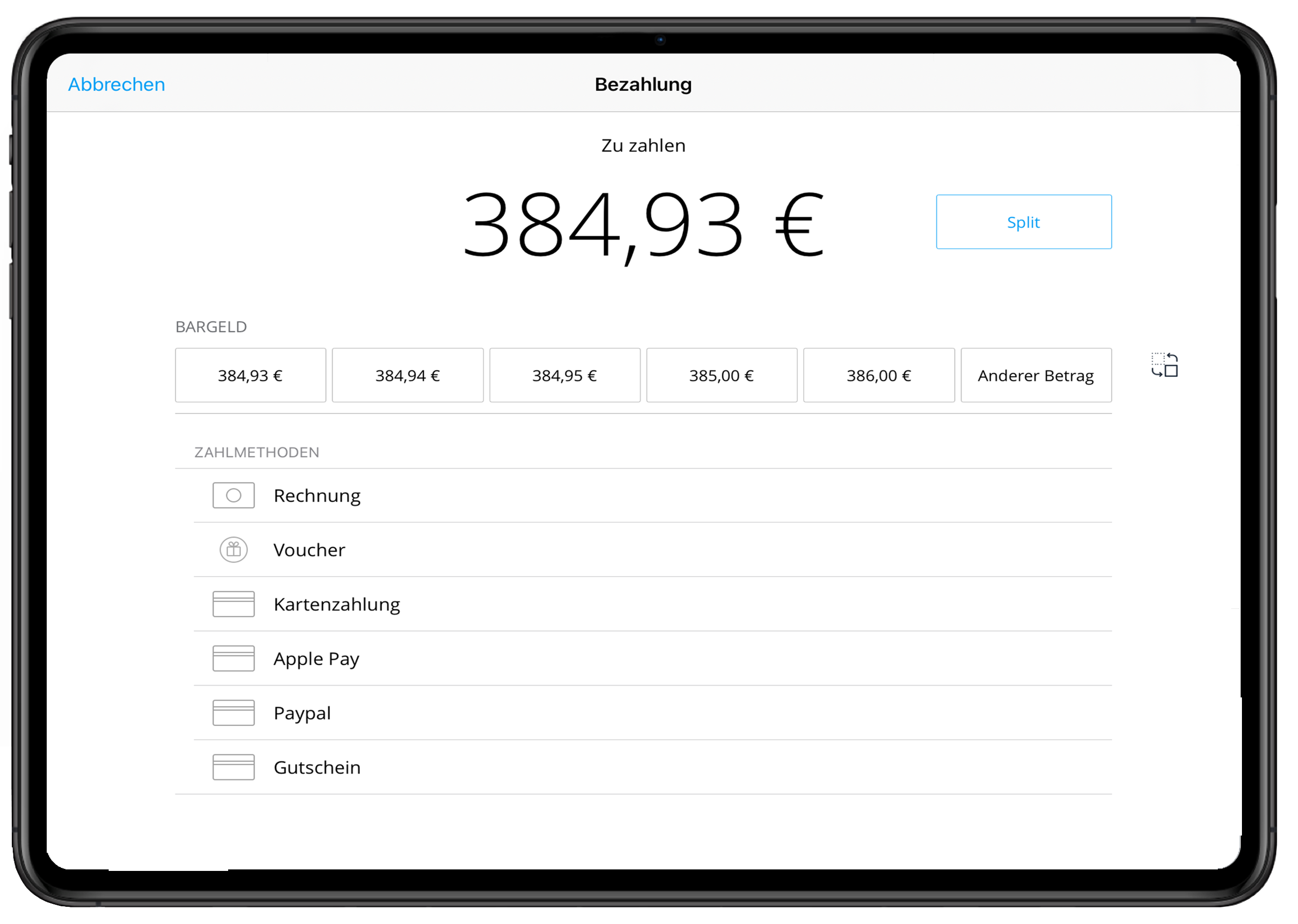 Tillhub Kassensystem Screenshot - Zahlarten